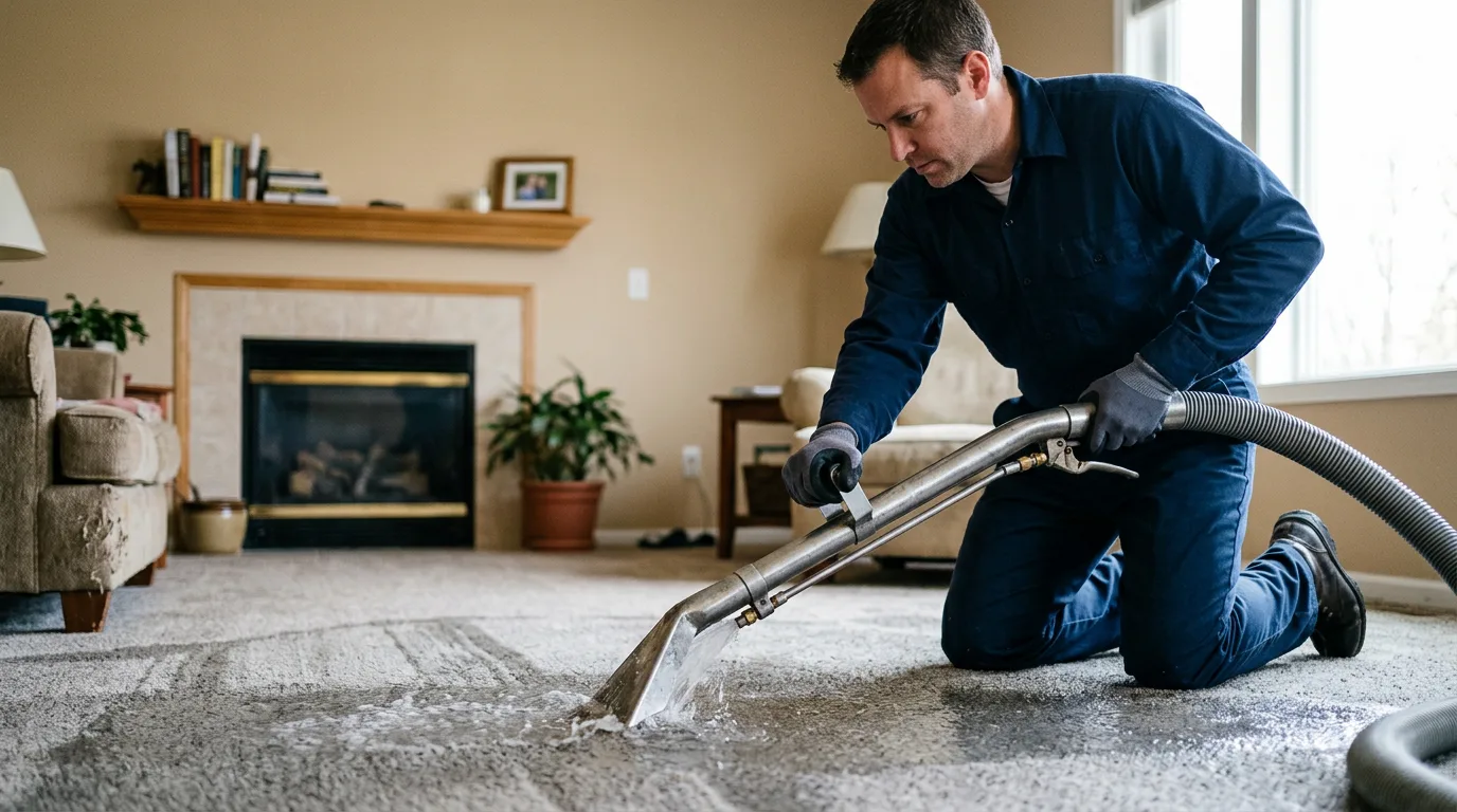 Water damage restoration technician working near Ingleside, IL